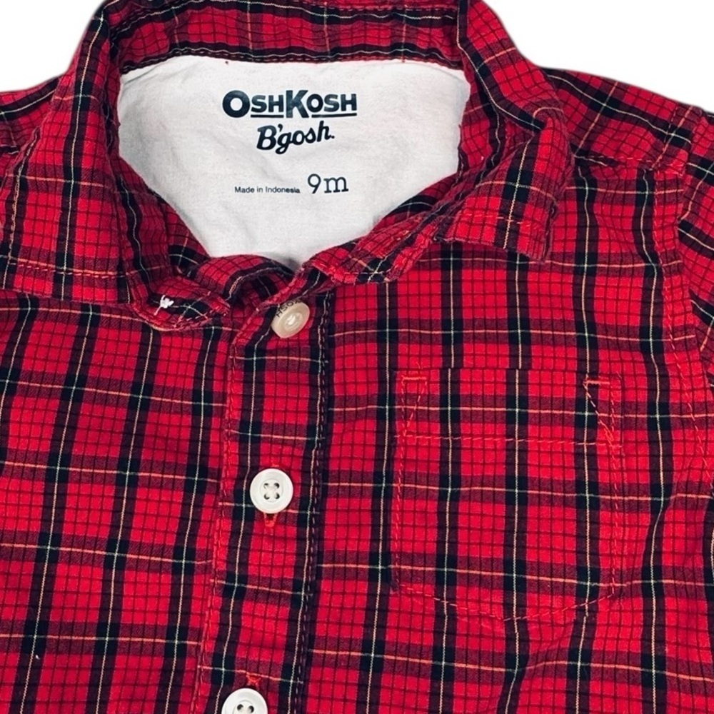 OshKosh B’gosh Plaid Button-Up Bodysuit – Size 9 Months - Picture 4 of 7